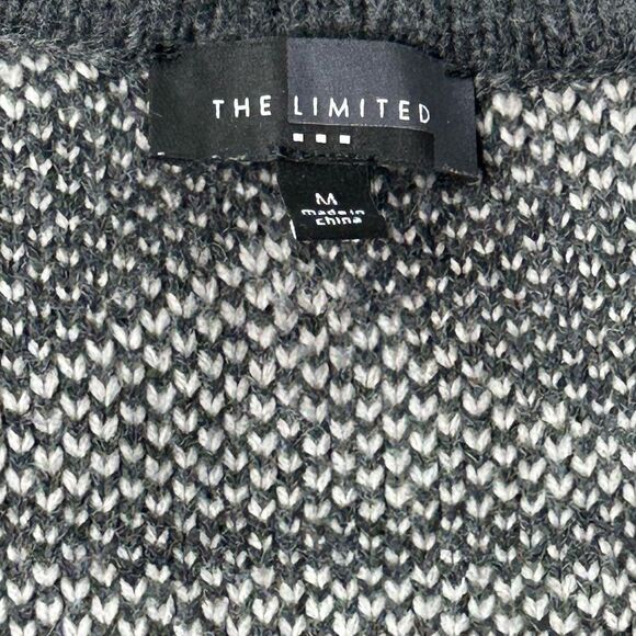 The Limited Cardigan Black Gray Open Front Geometric Western Sweater Y2K Medium - Picture 4 of 9